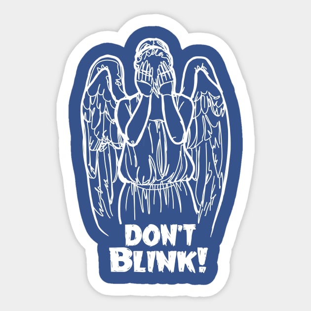 Don't Blink Winking Angel Bad Line Art in White Sticker by CatsandBats